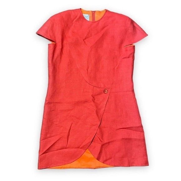 Vintage 60s/70s William Pearson Red-Orange Top Skirt Set Mini Dress Size Medium - Picture 3 of 15